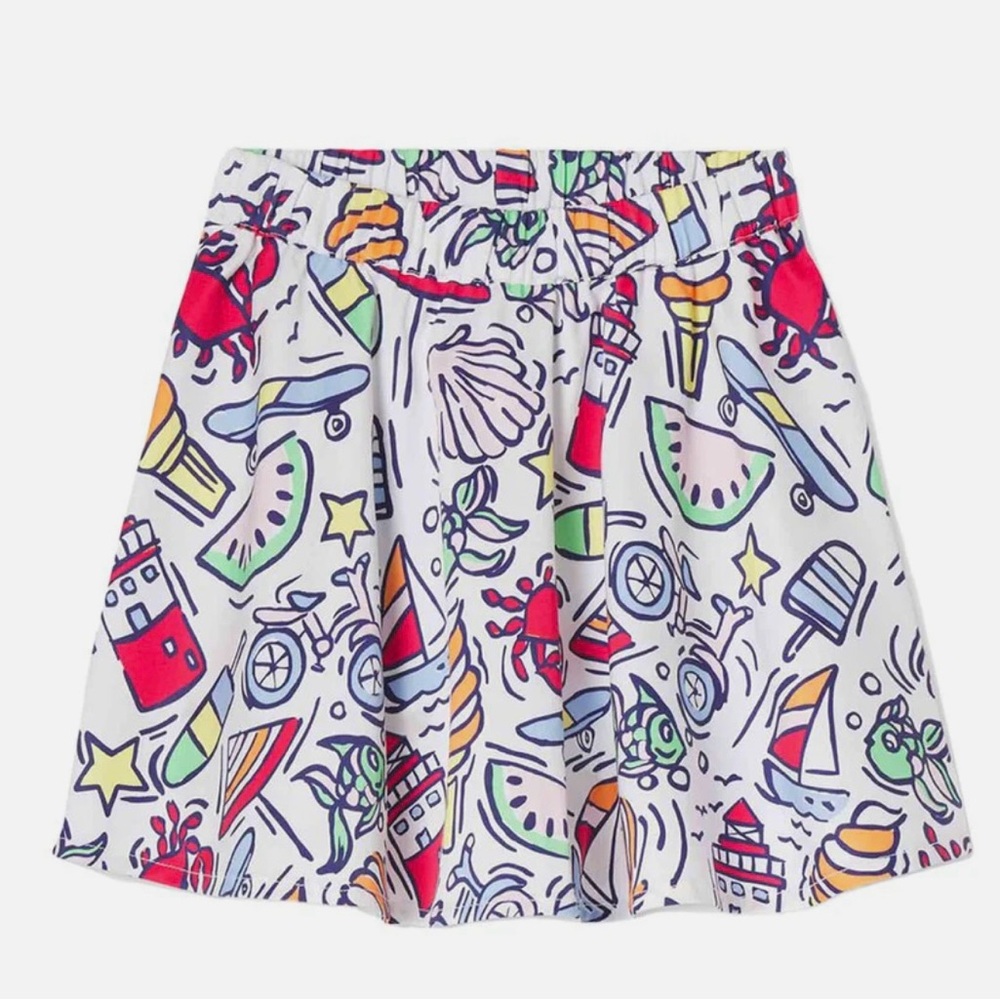 Classic Prep White Skirt with Bright Nautical & Summer Icons